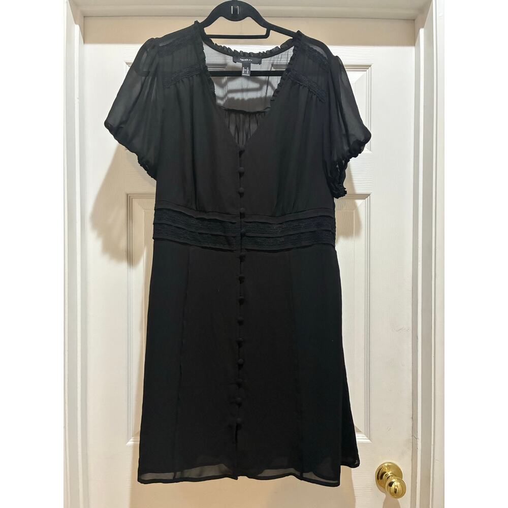 Forever 21 Women's Black Dress Size 1X Dark Romantic Sheer